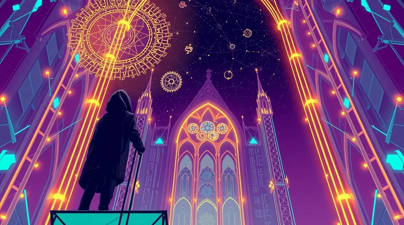 A cathedral is never finished; its scaffolds hint at eschatology.